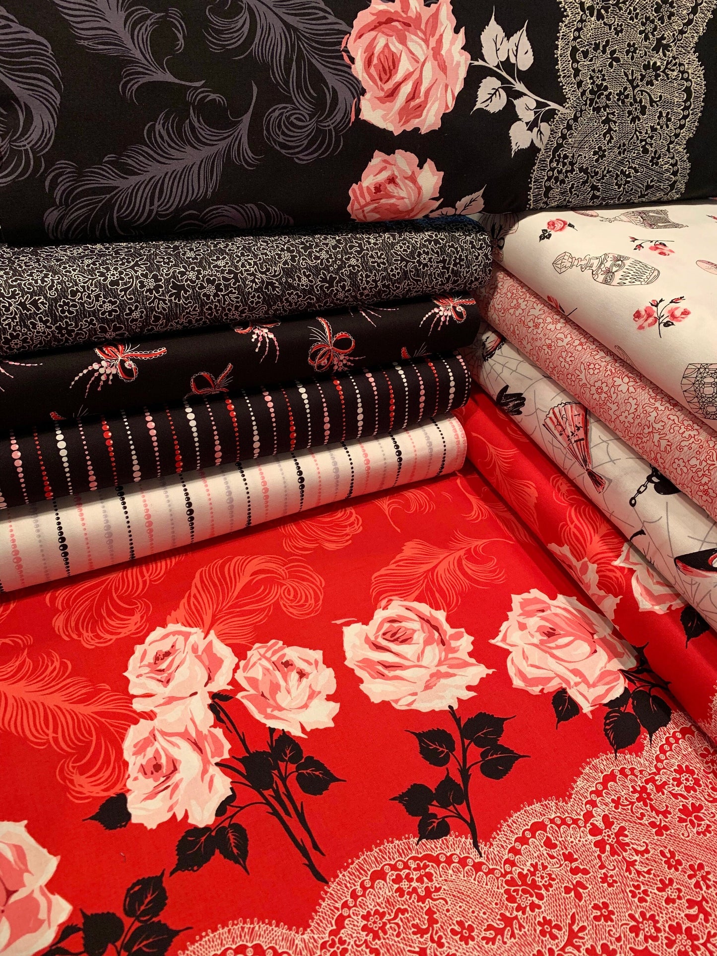 Boudoir by Gertie Red Lacey DC8503-RED Cotton Woven Fabric