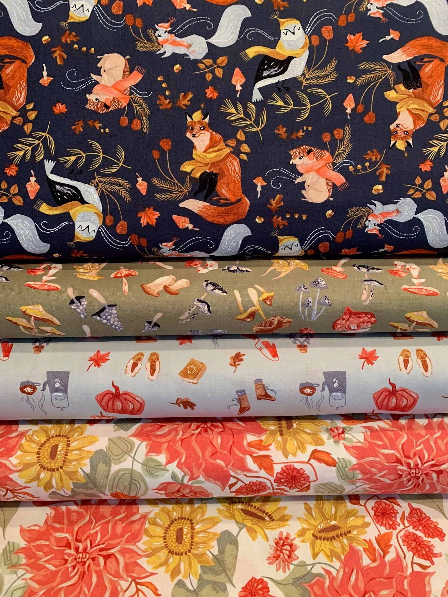 Hygge by Rae Ritchie Autumn Floral on White Stella-SRR1283-White Cotton Woven Fabric
