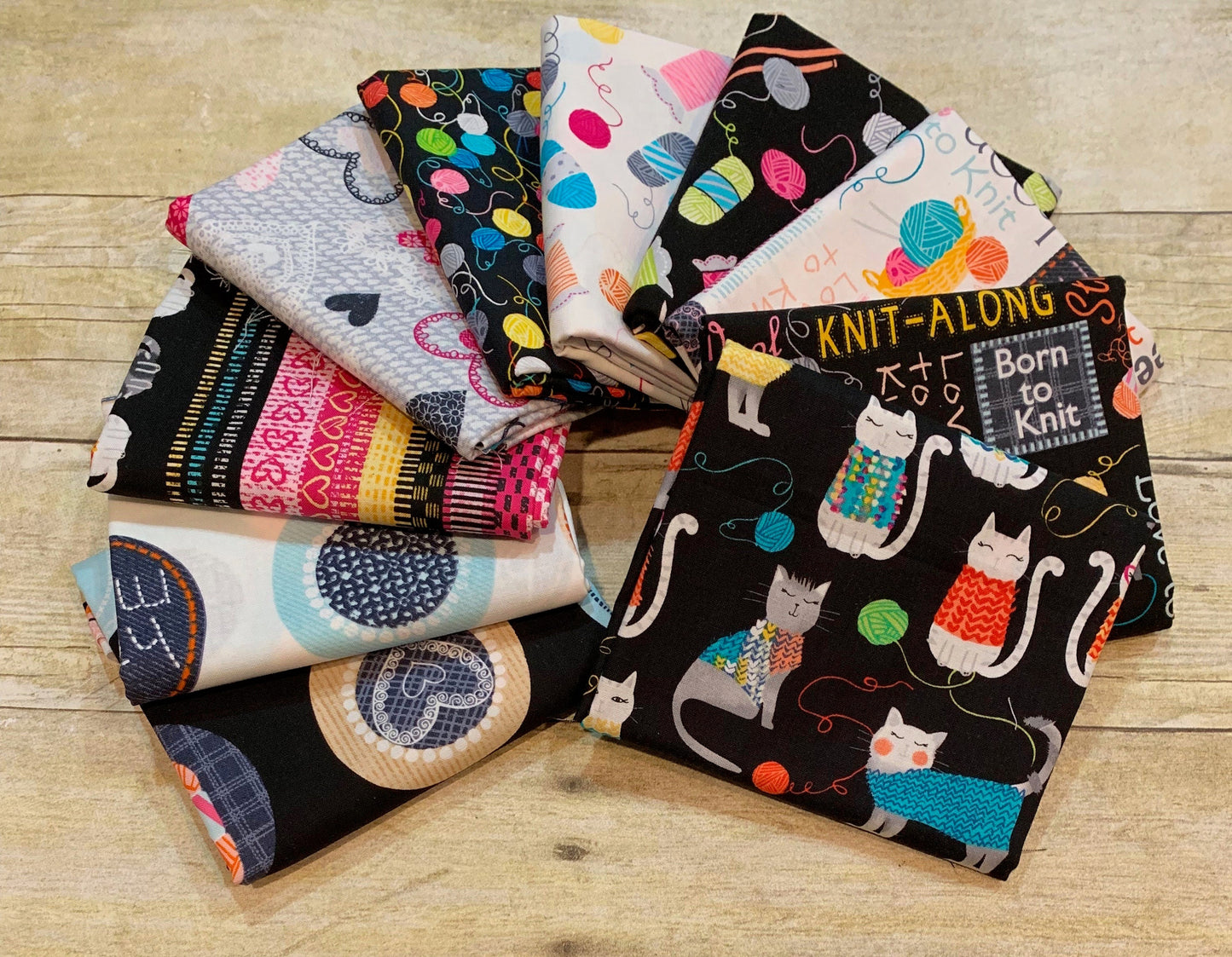 Knit Together Multi Cat Knit Stripe 7870B-99 Cotton Woven Fabric