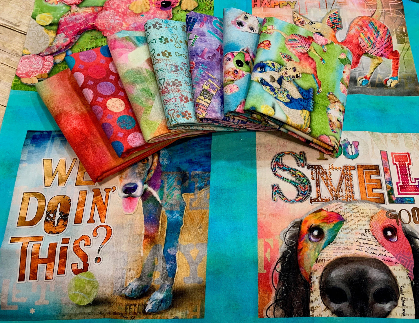 Good Dogs Too Texture 14851-MULTI Digitally Printed Cotton Woven Fabric