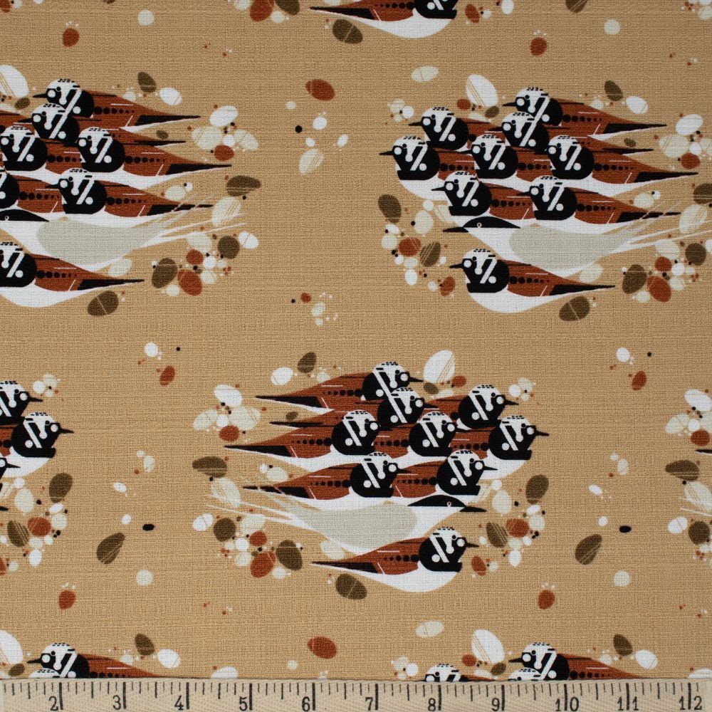 Charley Harper Barkcloth Turnstones Organic Cotton Barkcloth