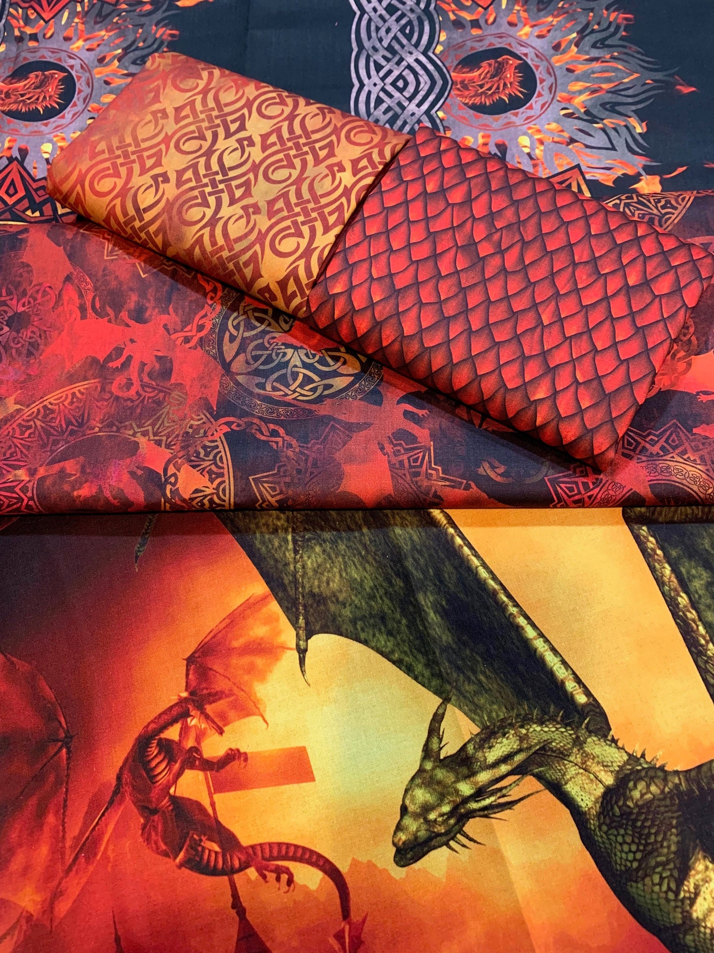 Dragons Emblems Black 7drg-1 Cotton Woven Fabric