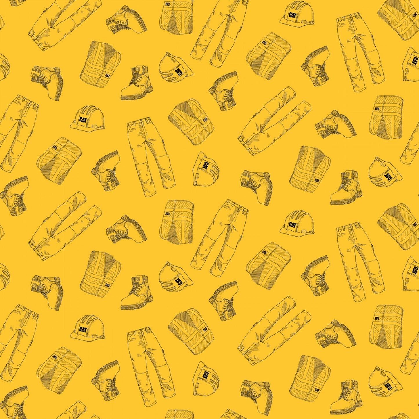 CAT by Caterpillar Garb Yellow C9102R-YELLO Licensed Cotton Woven Fabric