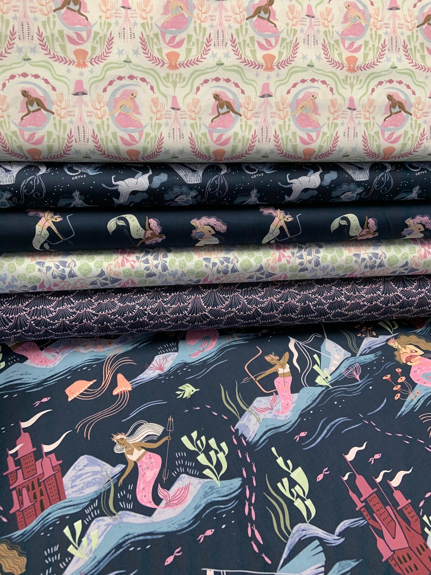 Sea Spell by Rae Ritchie White Underwater Floral SRR1426WH Cotton Woven Fabric