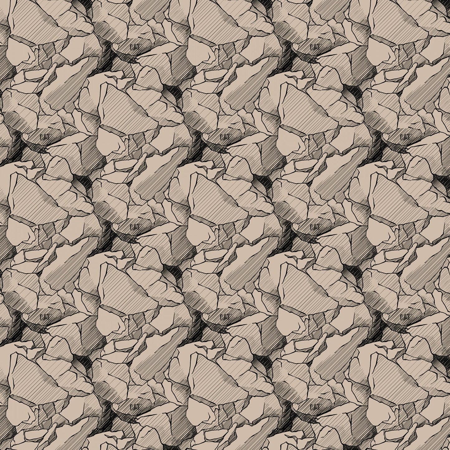 CAT by Caterpillar Rocks Tan C9101R-TAN Licensed Cotton Woven Fabric