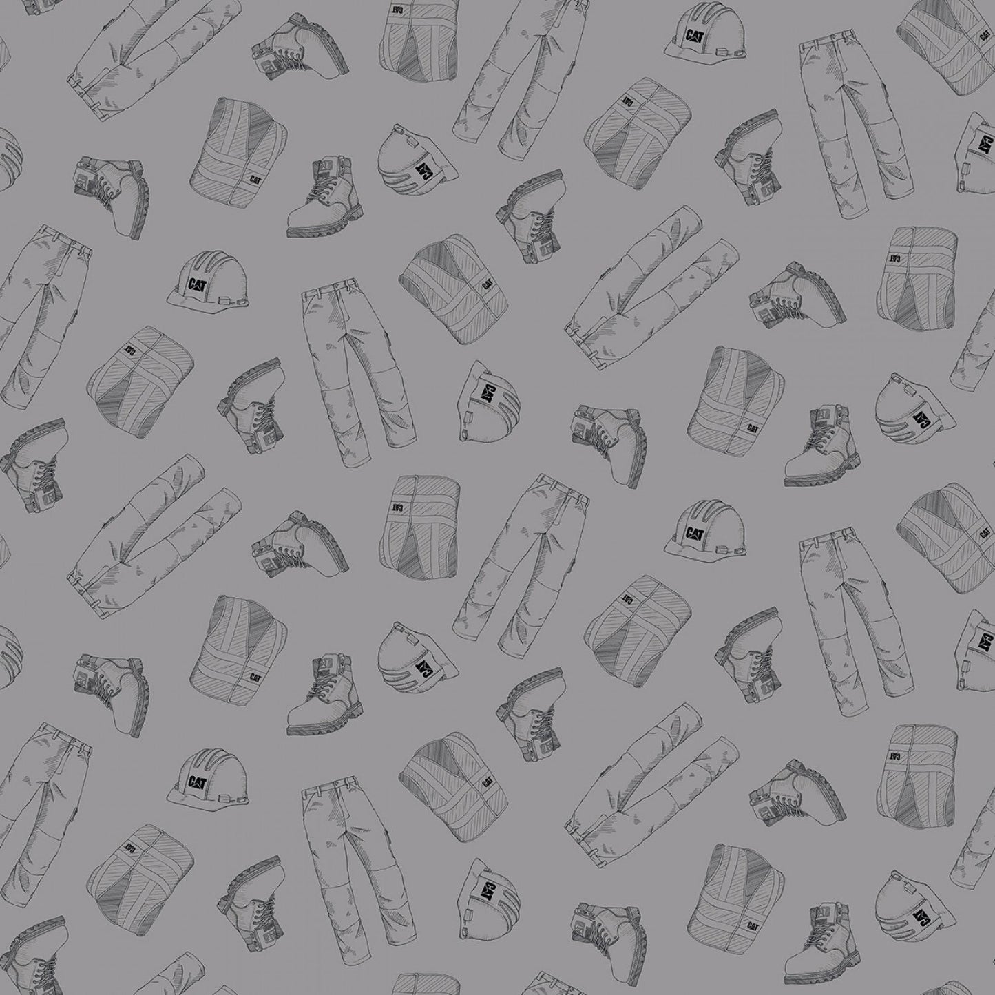 CAT by Caterpillar Garb Gray C9102R-GRAY Licensed Cotton Woven Fabric