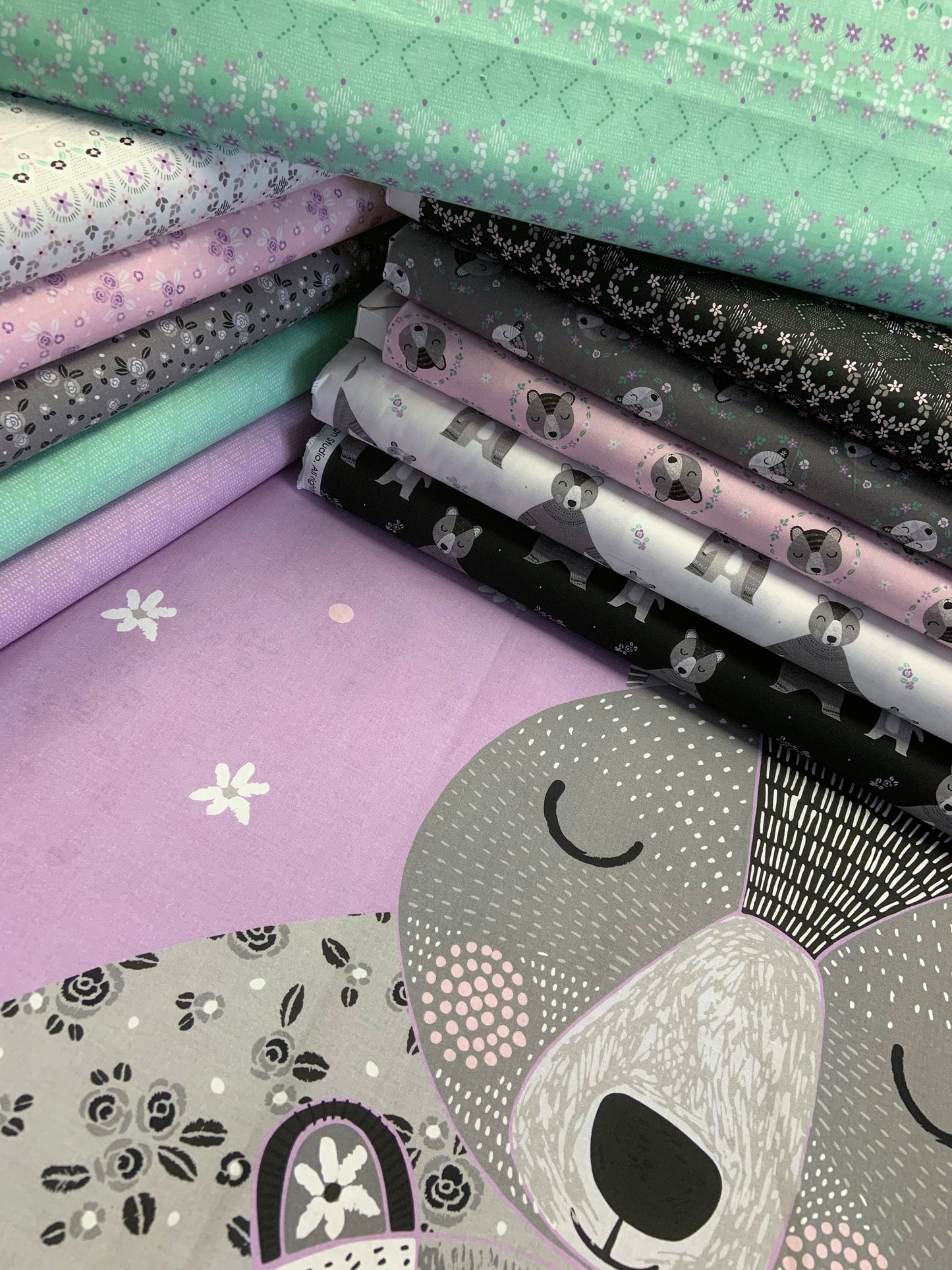 Bear Hug Pink Bear Wreaths 21181502-3 Cotton Woven Fabric