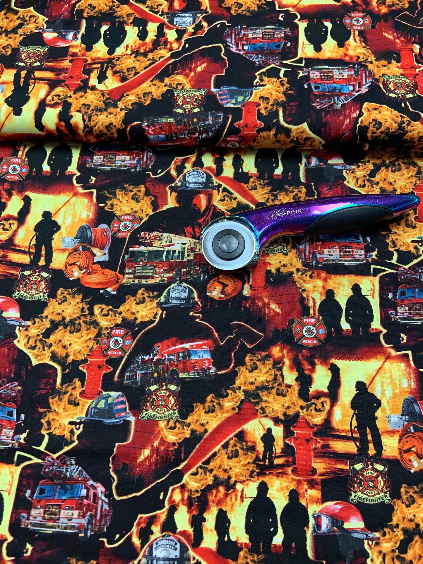 Under Fire Allover Scenic Red 580E-RED Cotton Woven Fabric