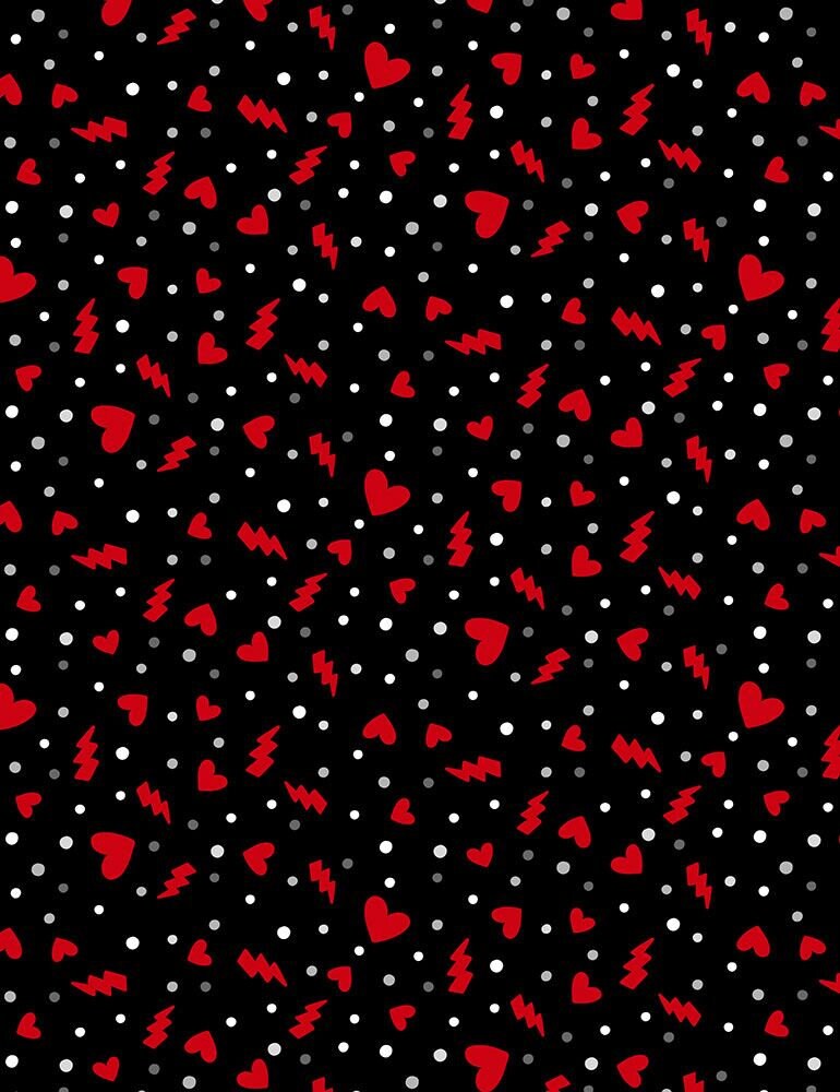 Hearts and Thunderbolts Fun-C7581-Red Cotton Woven Fabric