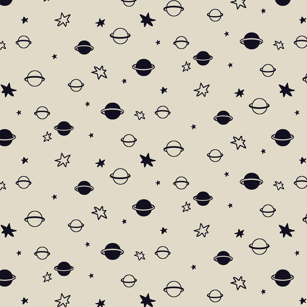 Avalana Knits Moons and Stars in Dark Blue on Beige Ground 19-483 Cotton/Spandex Knit