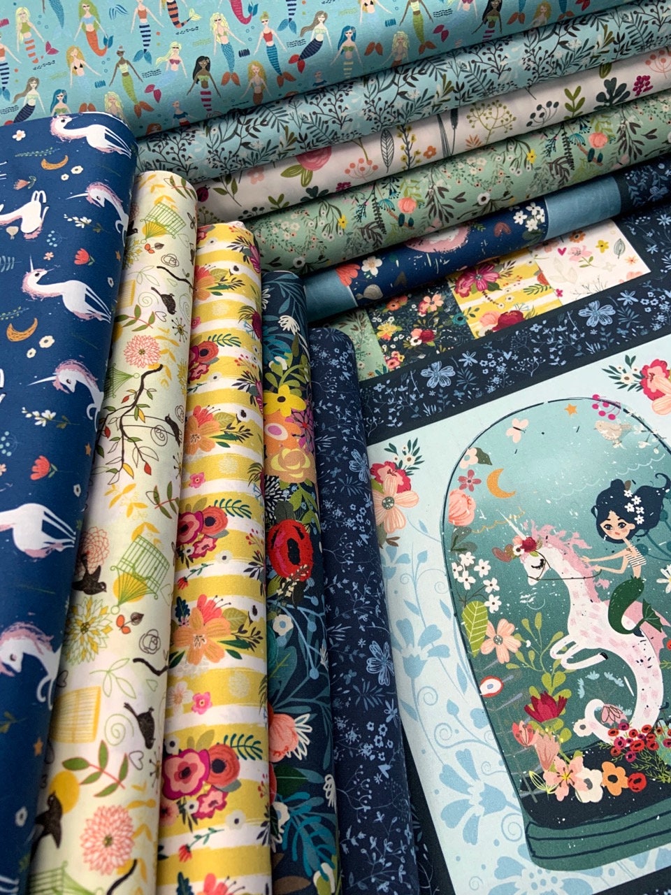 Mermaids and Unicorns 9mer-1 Digitally Printed Cotton Woven Fabric
