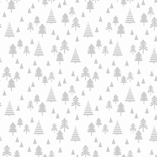 Be Wild by Jessica Mundo Small Pine Trees White 9045-19 Cotton Woven Cotton