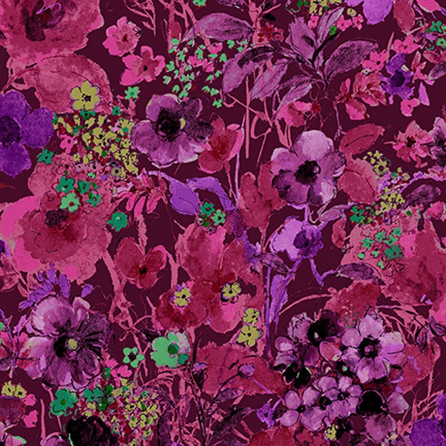 Bloom Bloom Butterfly Moonlit Blooms Mulberry RJ1203J-MU1 Cotton Woven Fabric