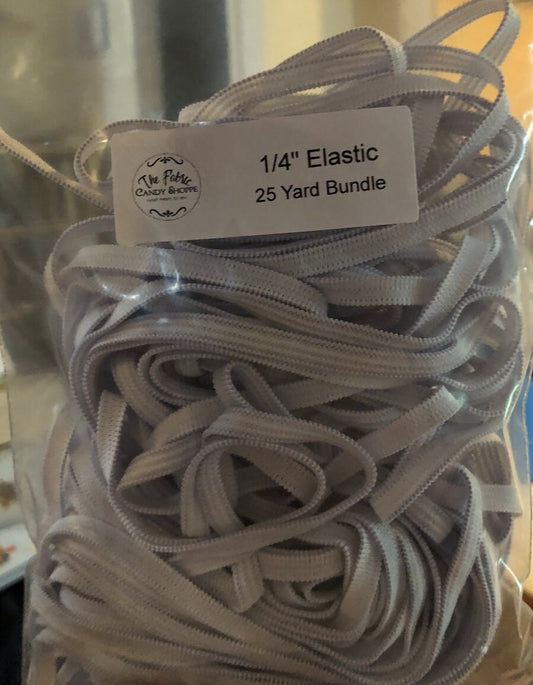 Bulk Packaged 1/4" WHITE Knit Elastic each package is 25 yards !