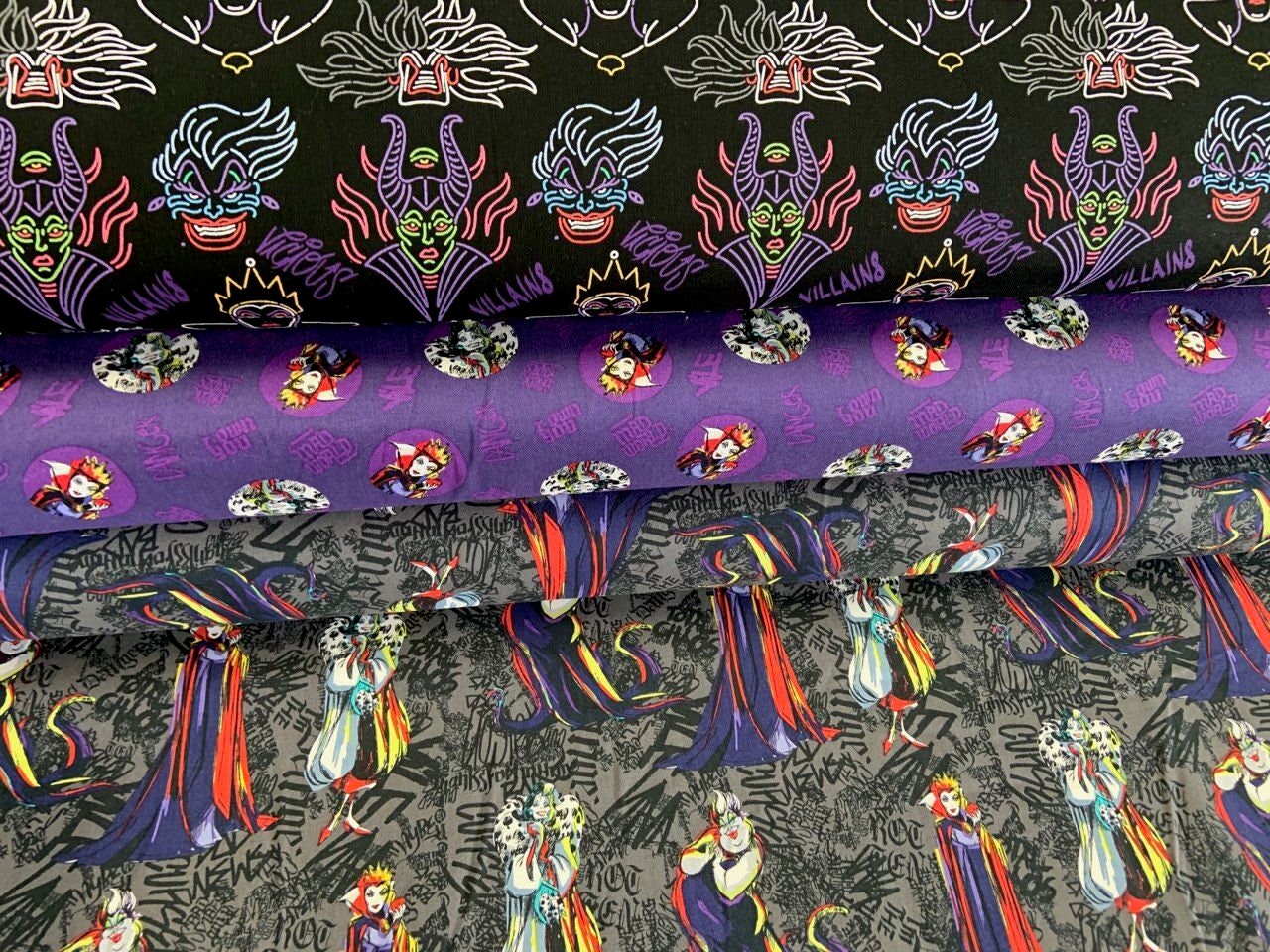 Licensed Disney Villains Toss 68960D430715Cotton Woven Fabric