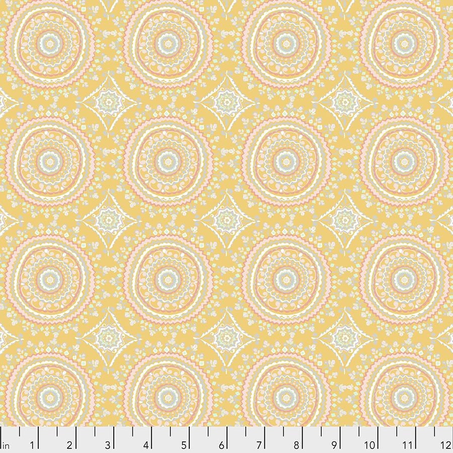 Ganesha Garden by Dena Design Mandala Yellow PWDF299.YELLOW Cotton Woven Fabric