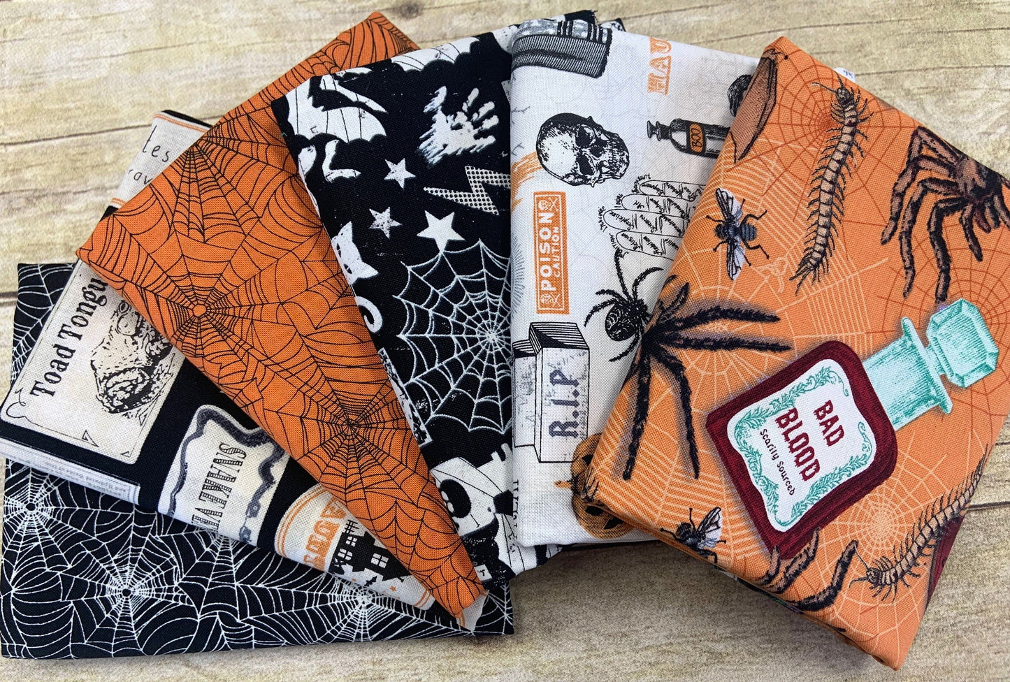 Bad Blood Vampire Glow Halloween Motifs FUN-CG7787-BLACK Glow in the Dark Cotton Woven Fabric