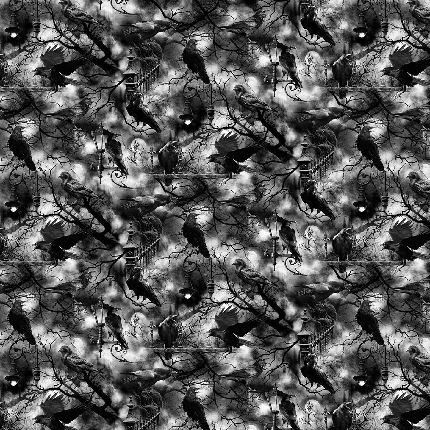 Wicked Black Ravens Wicked Fog C7885 Cotton Woven Fabric
