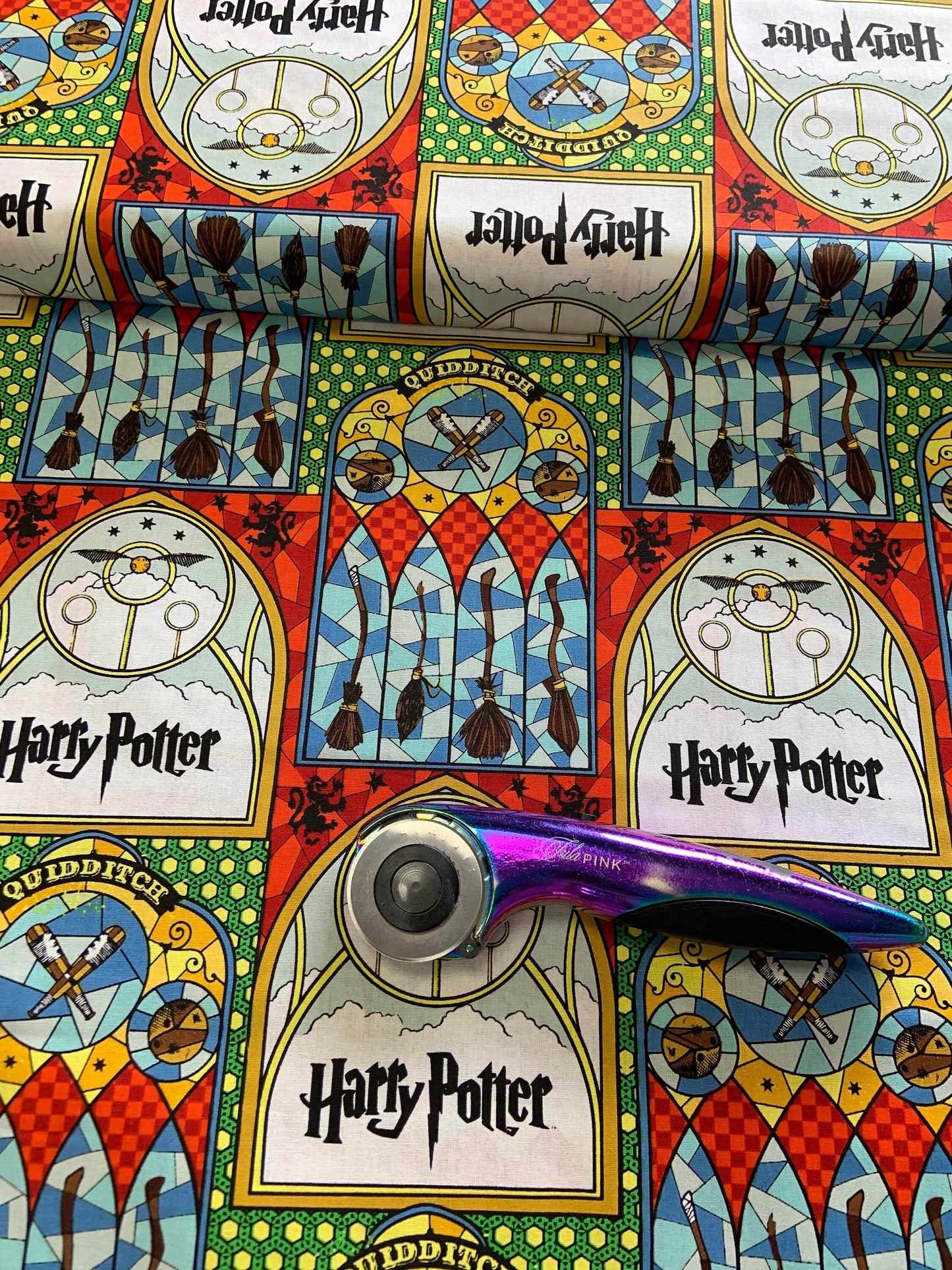 Licensed Harry Potter Stained Glass Window Quidditch 23800142JAS-01 Cotton Woven Fabric