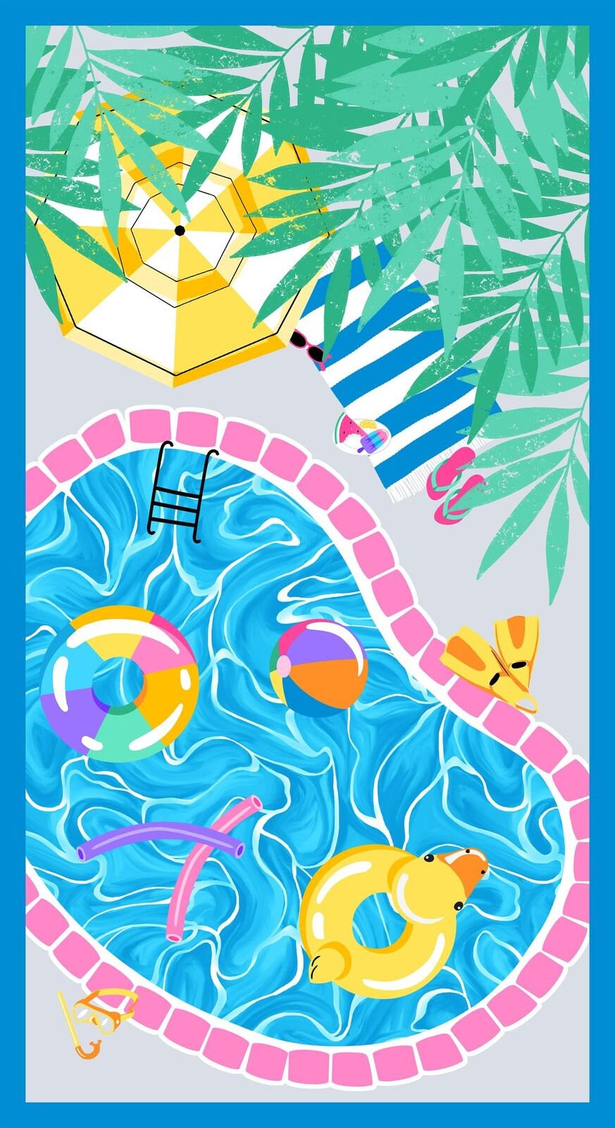 Pool Party 24" Panel Pool Lt Blue 1000P-70 Cotton Woven Panel