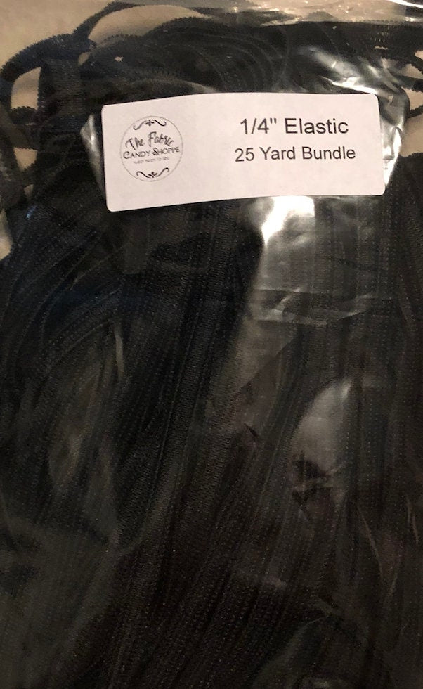 Bulk Packaged 1/4" BLACK Knit Elastic each package is 25 yards !