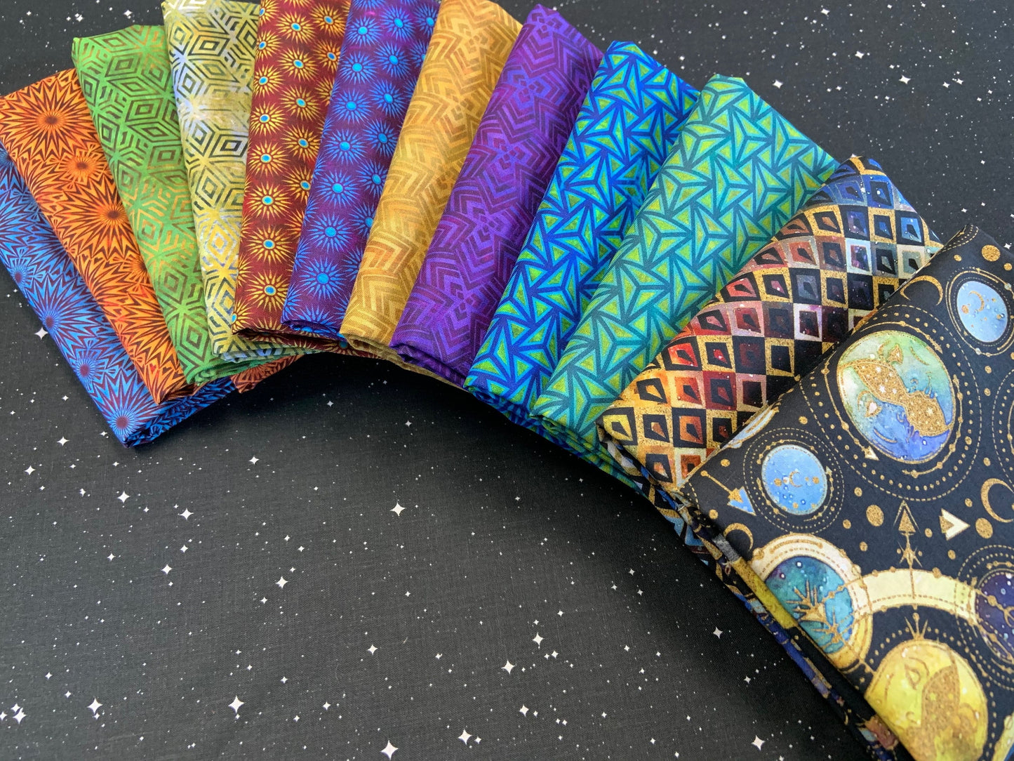 Cosmos by Jason Yenter 9cos-1 Cubes Gold Cotton Woven Fabric