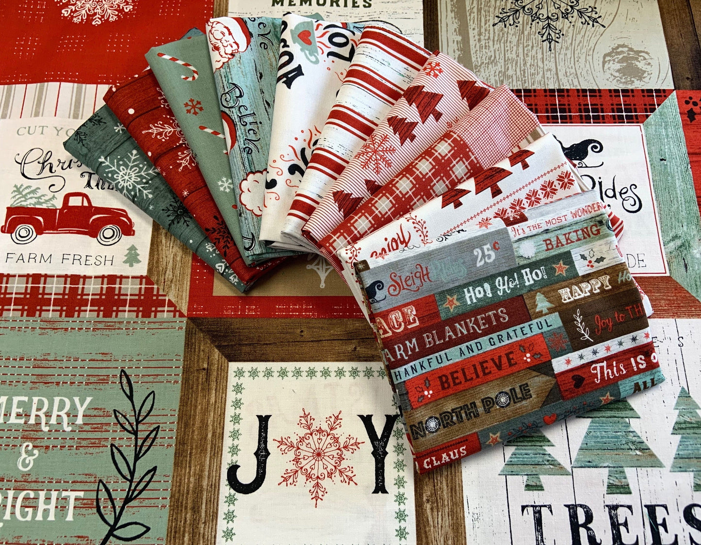 Christmas Memories by Lucie Crovatto 24" Panel Red/Teal Words 5253P-81 Cotton Woven Panel