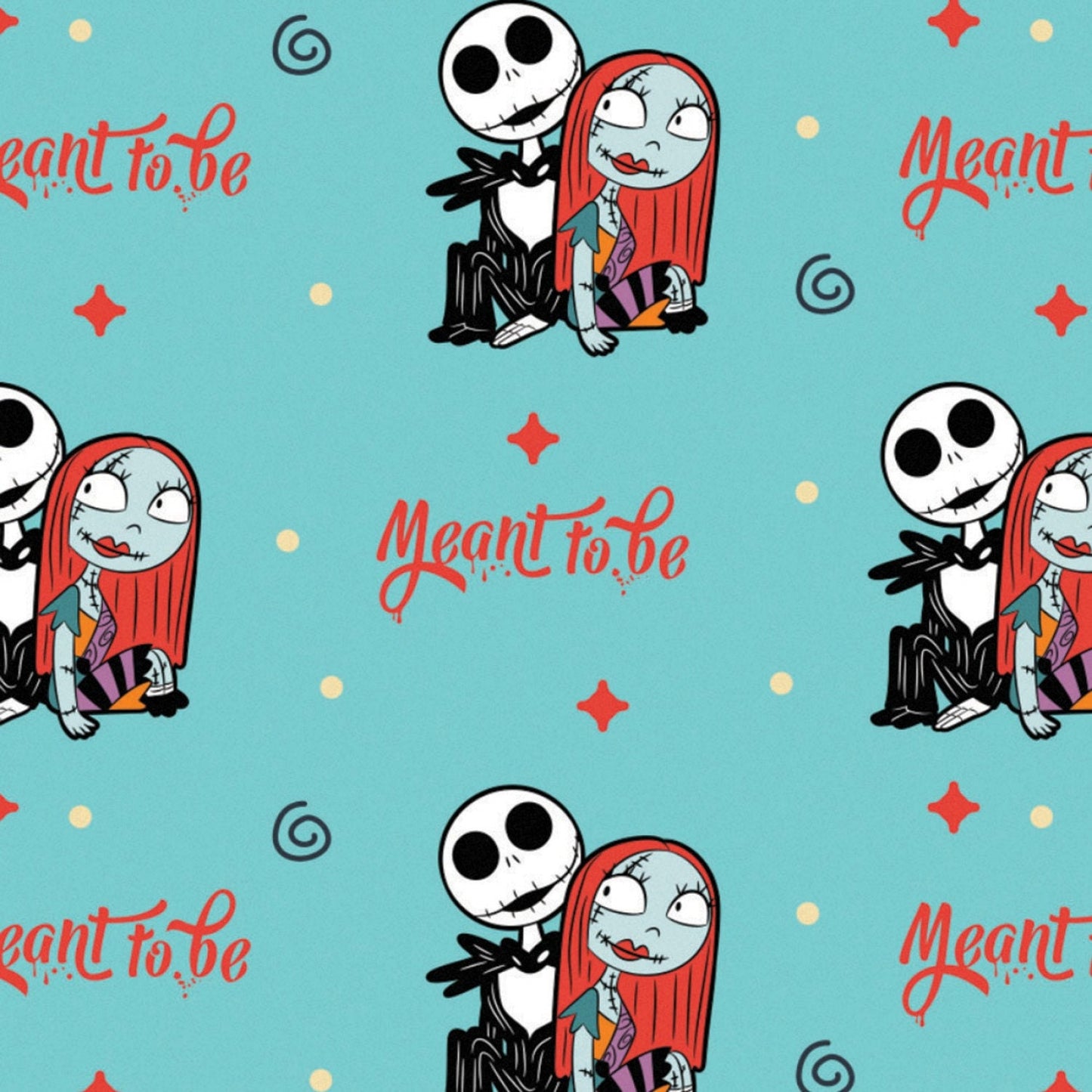 Master of Fright Nightmare Before Christmas Meant to Be Aqua 85390407-1 Licensed Cotton Woven Fabric
