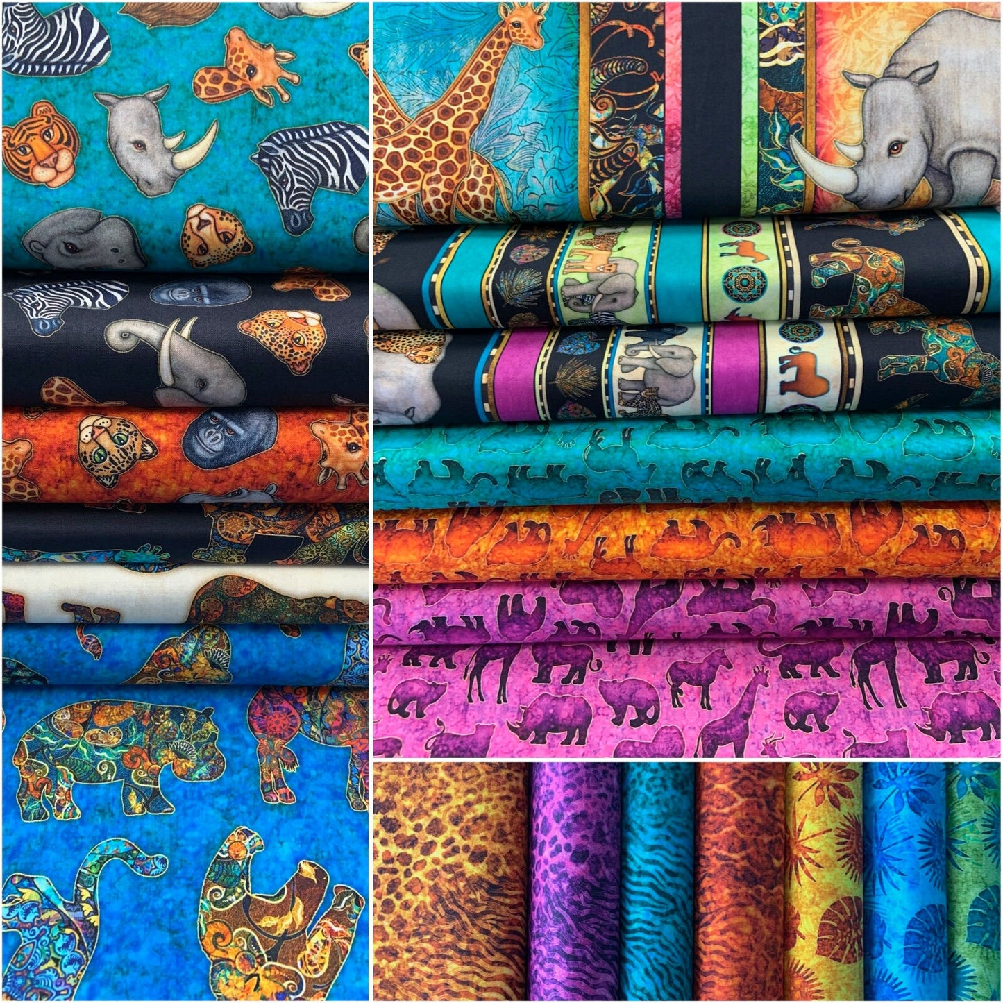 Serengeti by Dan Morris Jungle Animal Stripe Turquoise 27763-Q Cotton Woven Fabric