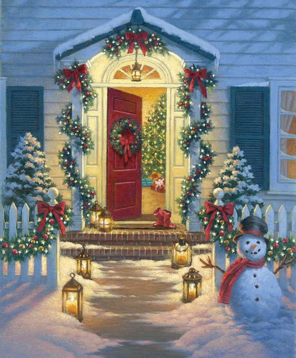 A Classic Christmas 36" Panel Christmas Porch P9542-PORCH Cotton Woven