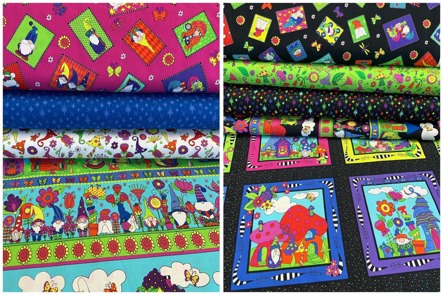 Garden Gnomes by Sue Marsh Stars Blue 3621J-005 Cotton Woven Fabric