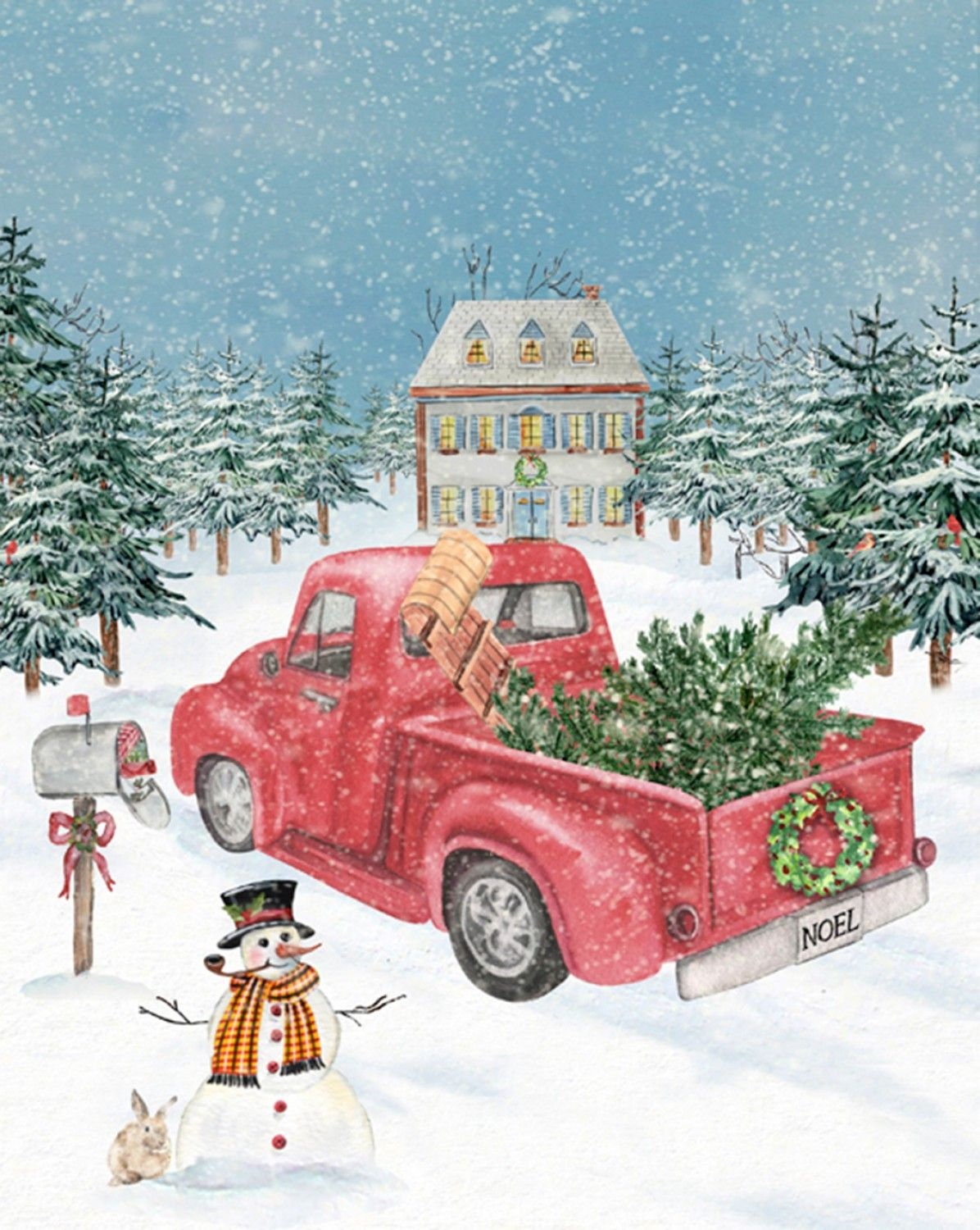 Holiday Spirit from Four Seasons 36" Panel Winterland Red Truck AL40610C1 Digitally Printed Cotton Woven Panel