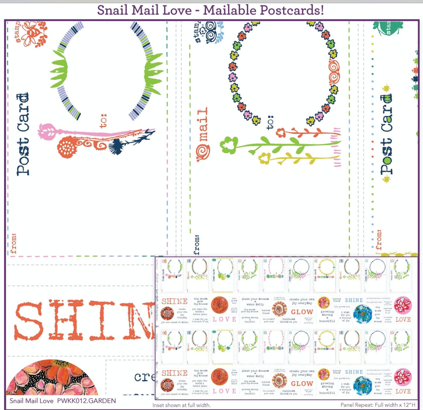 Spirit of the Garden by Kelli May Krenz 36" Panel cut of Snail Mail Love Garden PWKK012.GARDEN Cotton Woven Fabric