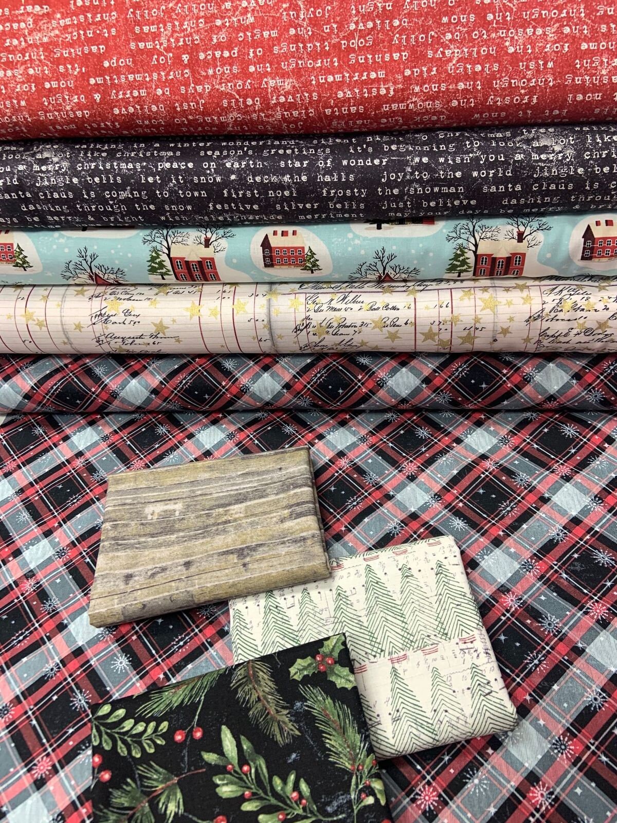 Yuletide by Tim Holtz Eclectic Elements Winter Village Aqua PWTH125.AQUA Cotton Woven Fabric