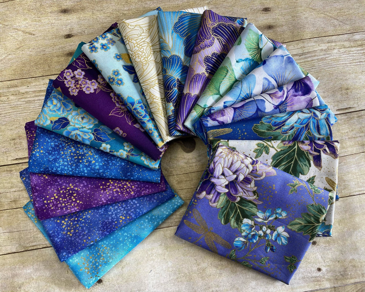 Graceful Garden S7734-258G-Cerulean-Gold Cotton Woven Fabric