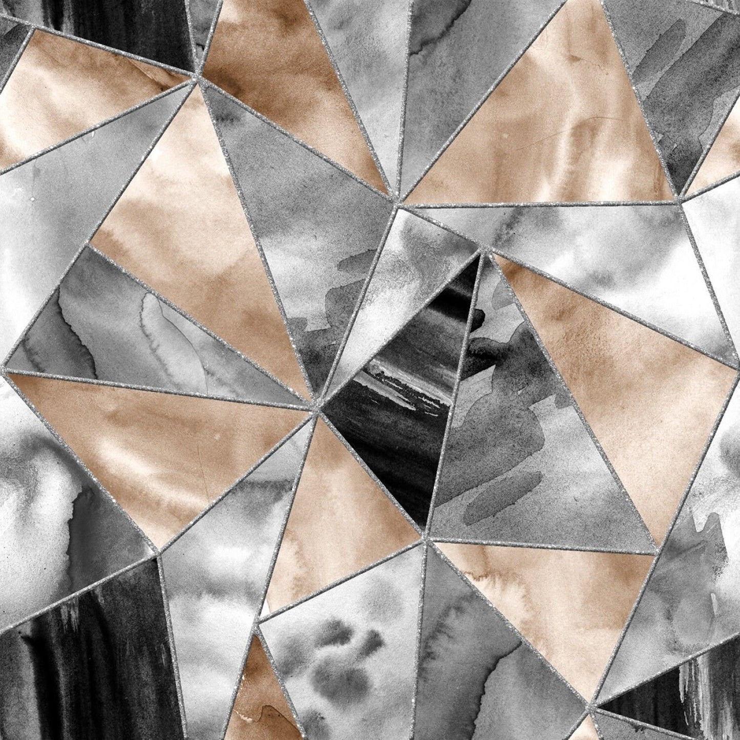 Metallic Fusion Neutral Stained Glass w/ Metallic 16558-MLT Cotton Woven Fabric