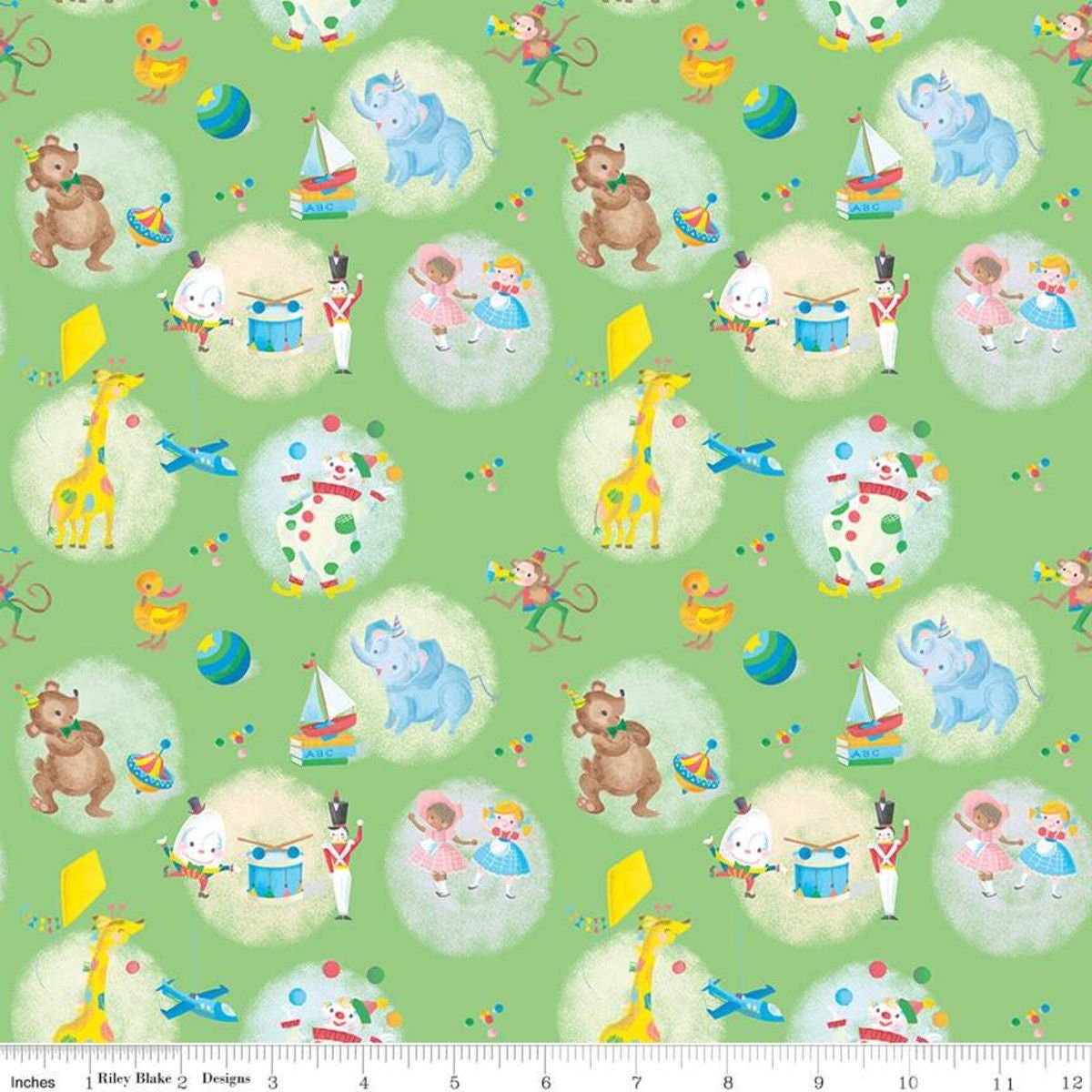 Licensed The Little Engine That Could Toys Green C9991-GREEN Cotton Woven Fabric