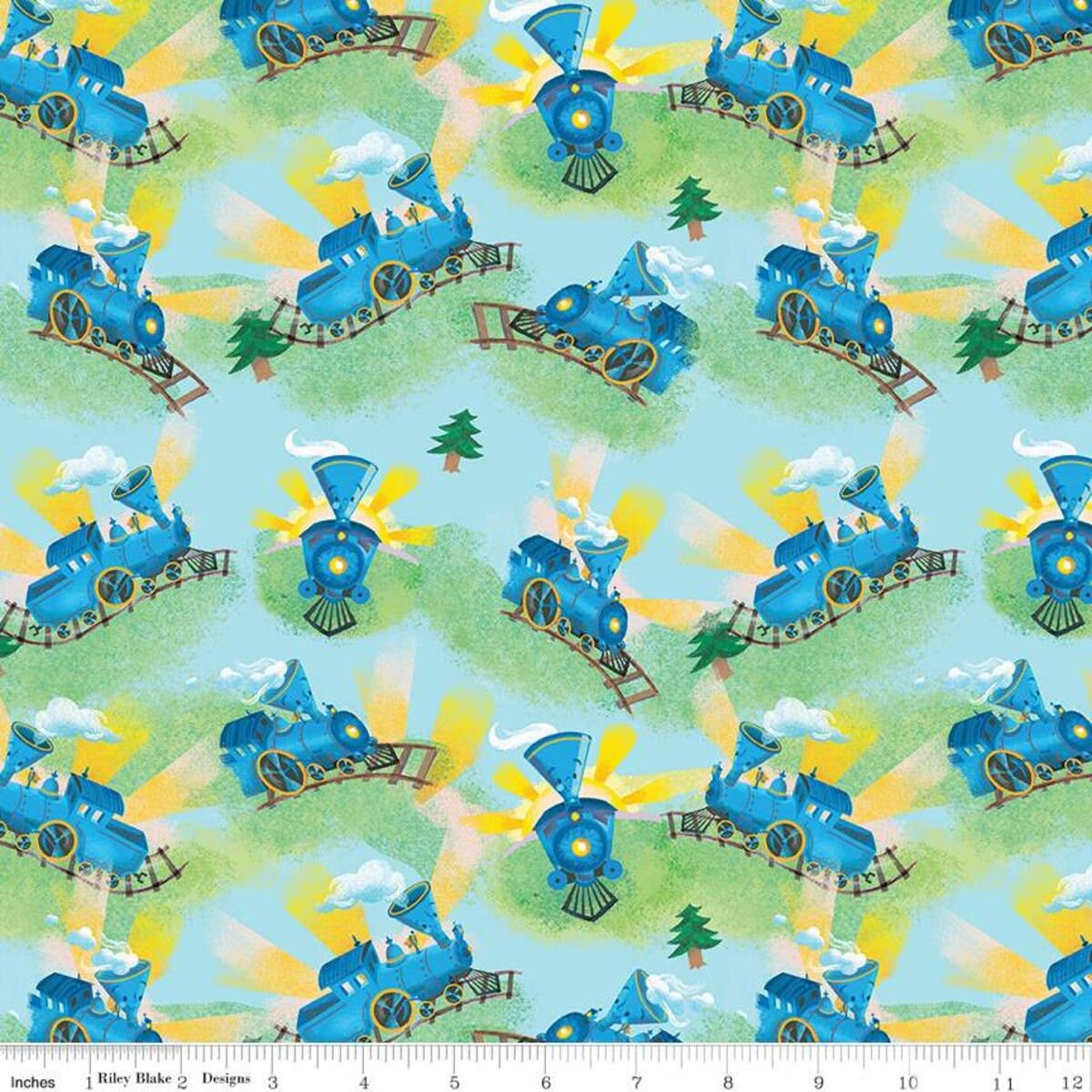 Licensed The Little Engine That Could Choo Choo Blue C9992-BLUE Cotton Woven Fabric