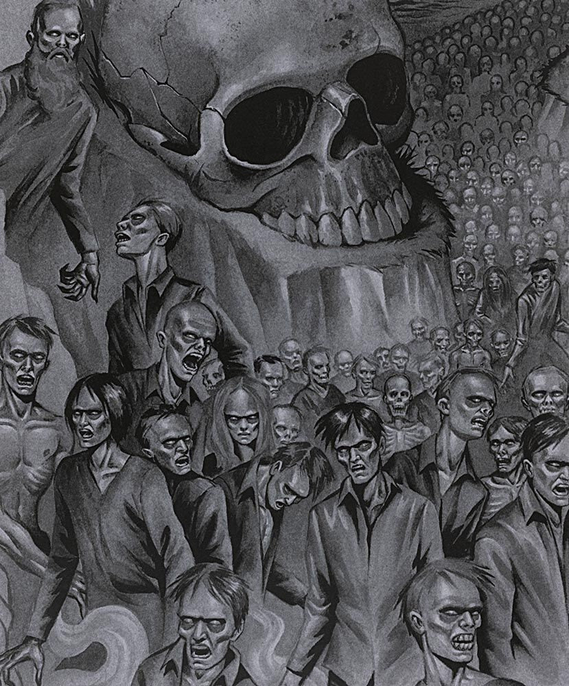 Haunted House 8828b Gray Tonal Night Walkers Cotton Woven Fabric
