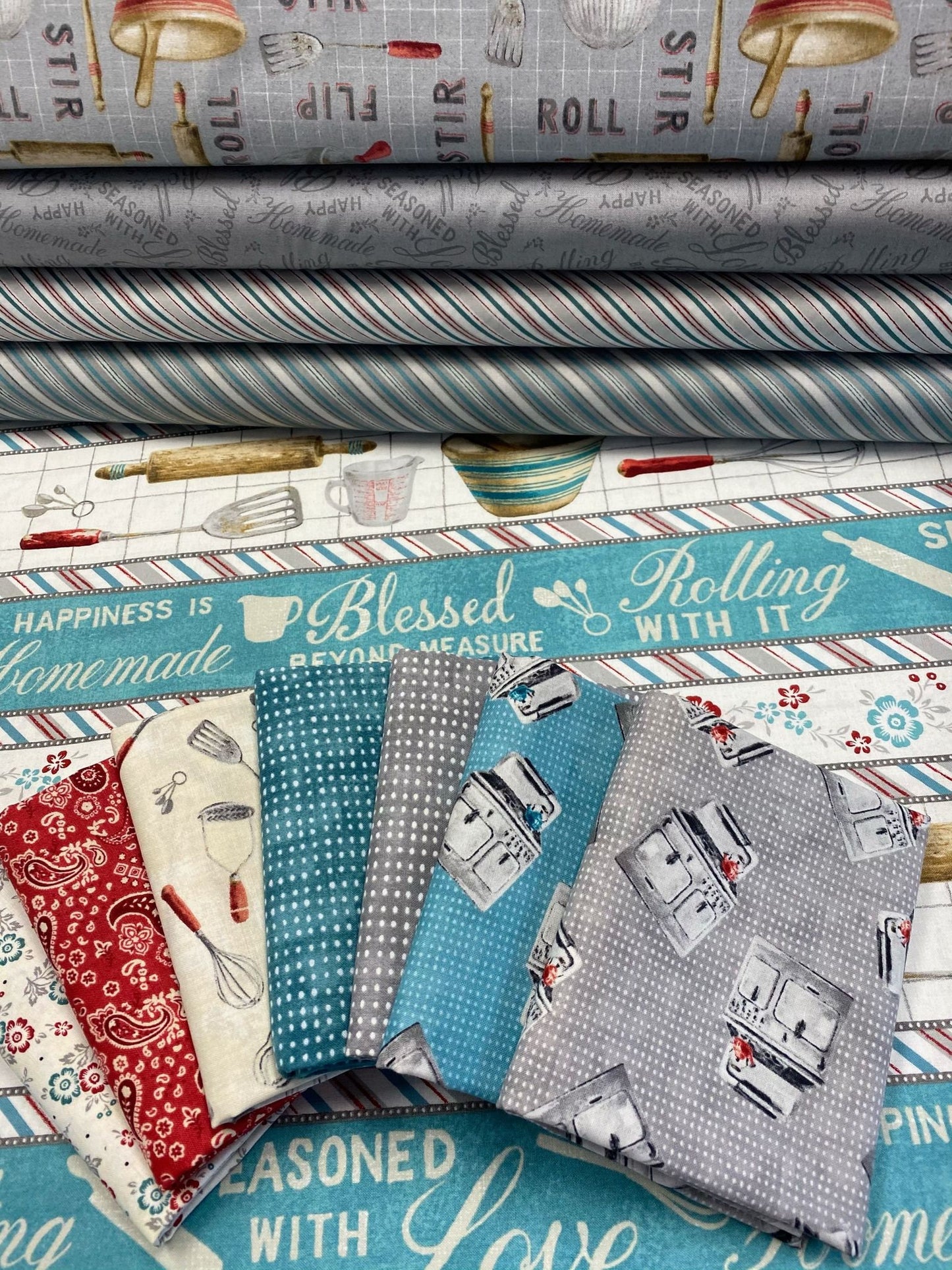 Homemade Happiness by Danhui Nai Words Allover Grey 89229-999 Cotton Woven Fabric