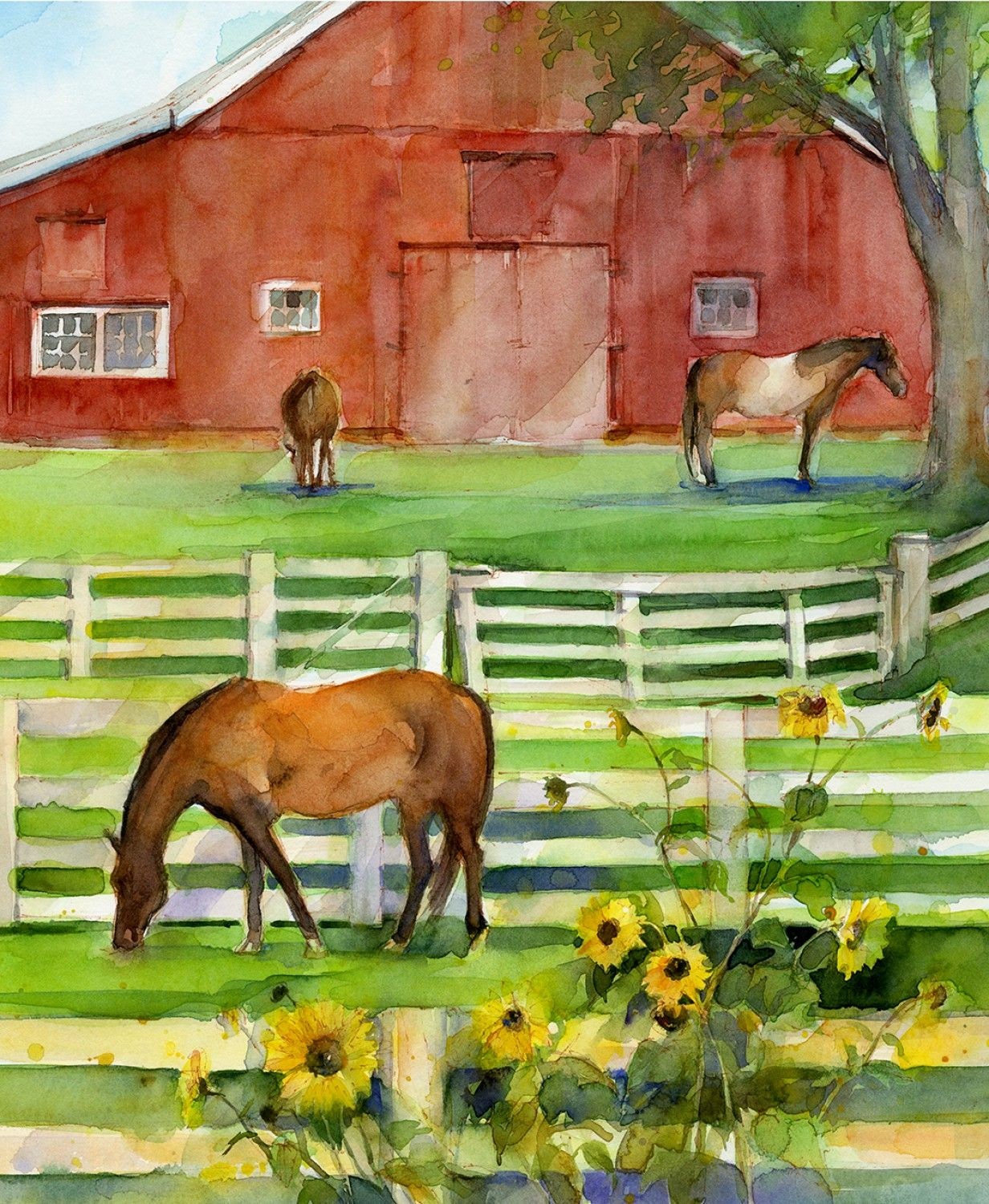 Sunflower Stampede by John Richard Keeling 36" Panel Barn 16594-MLT Cotton Woven Panel