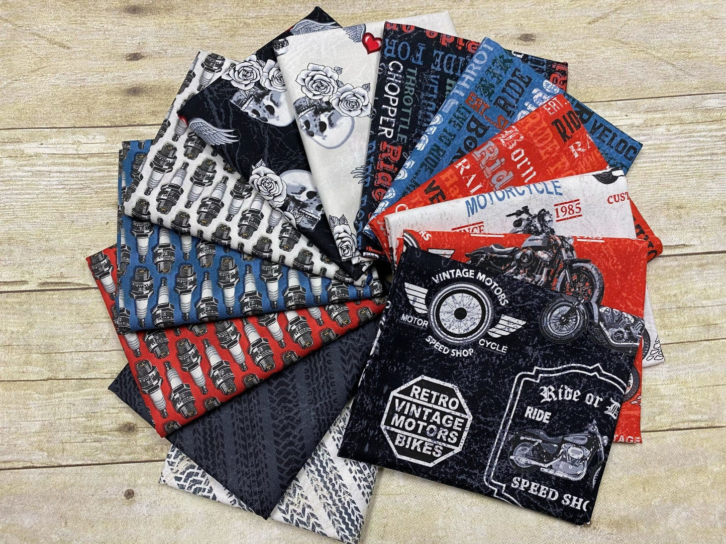 Born to Ride by Whistler Studios Skulls Black 52241-3 Cotton Woven Fabric