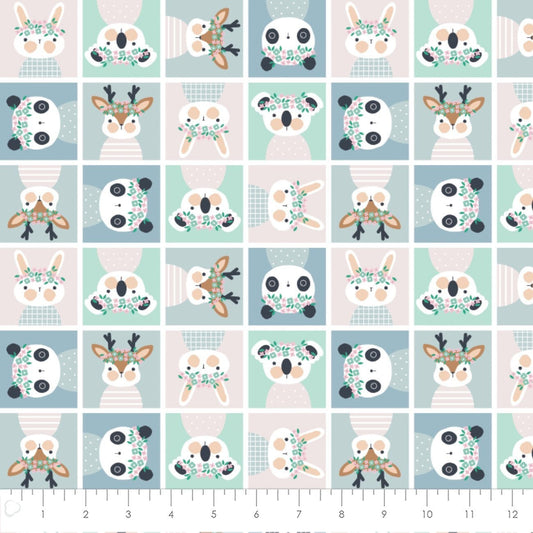 Floral Menagerie Playful Animal Block Printed Flannel by CDS 21192303B-01 Multi Cotton Flannel Fabric