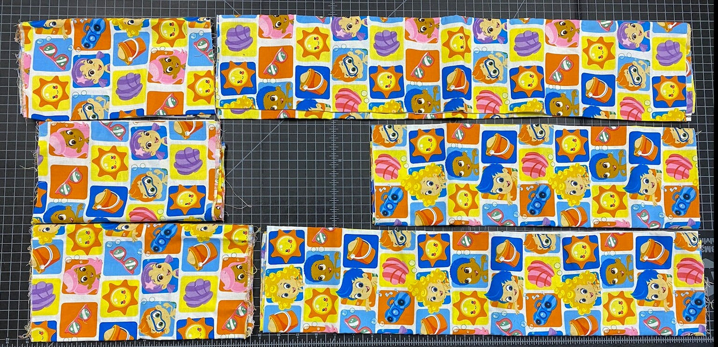 Scrap Pack of Bubble Guppies Cotton Woven Fabric Out of Print & very hard to find. Over 2.5 yards total!