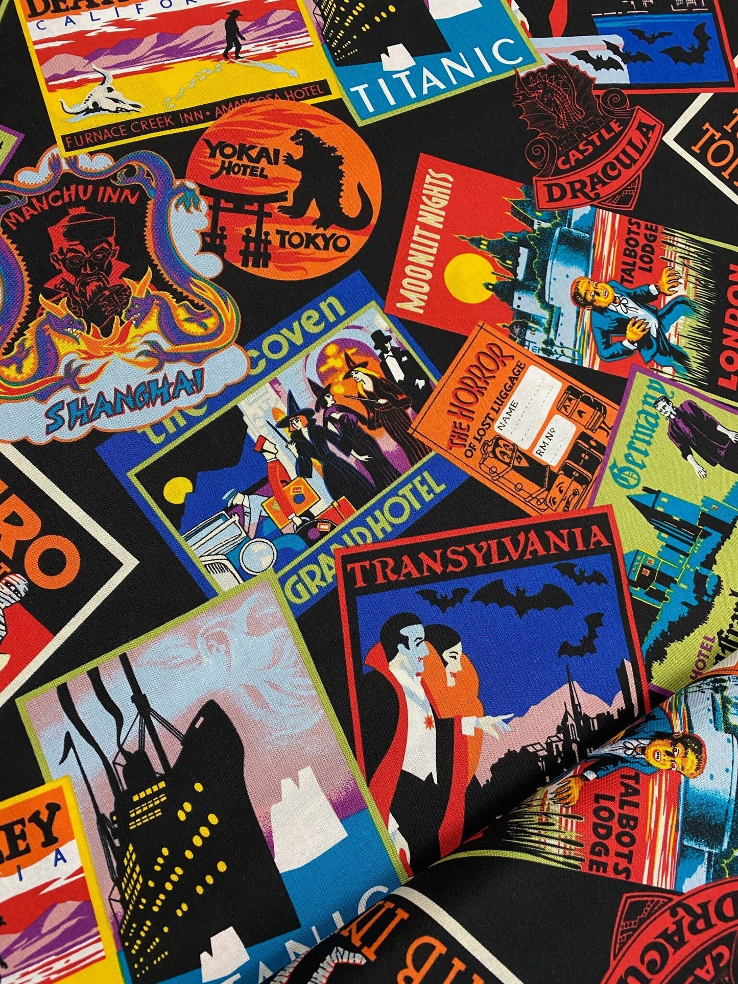 Haunted House 8269B Black Favourite Haunts Cotton Woven Fabric