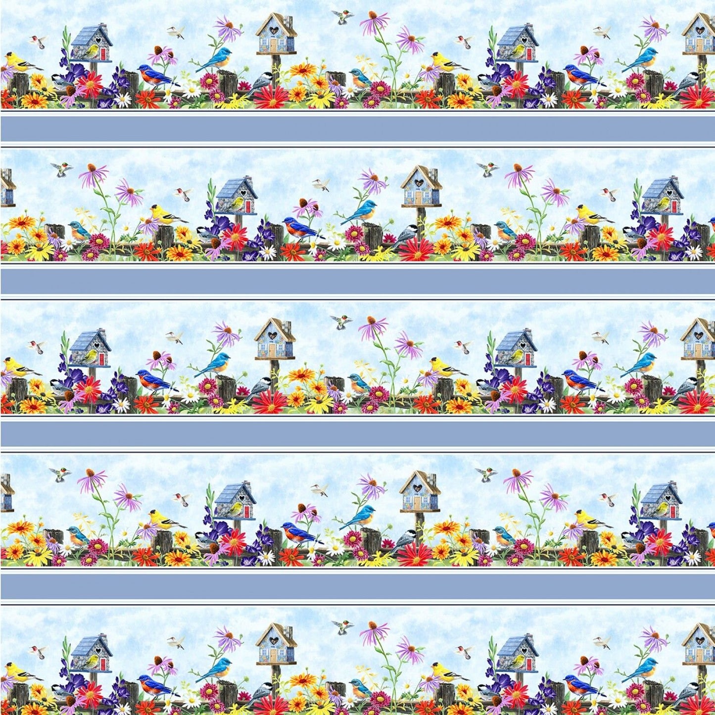 Song Birds by Abraham Hunter Stripe SONB4321-MU Digitally Printed Cotton Woven Fabric