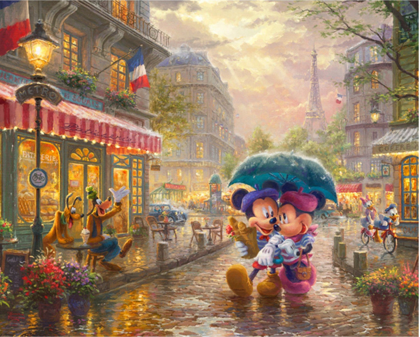 Disney Dreams Collection by Thomas Kinkade Studios 2 DS-2028-9C-1 In Paris Digitally Printed Cotton Woven Panel