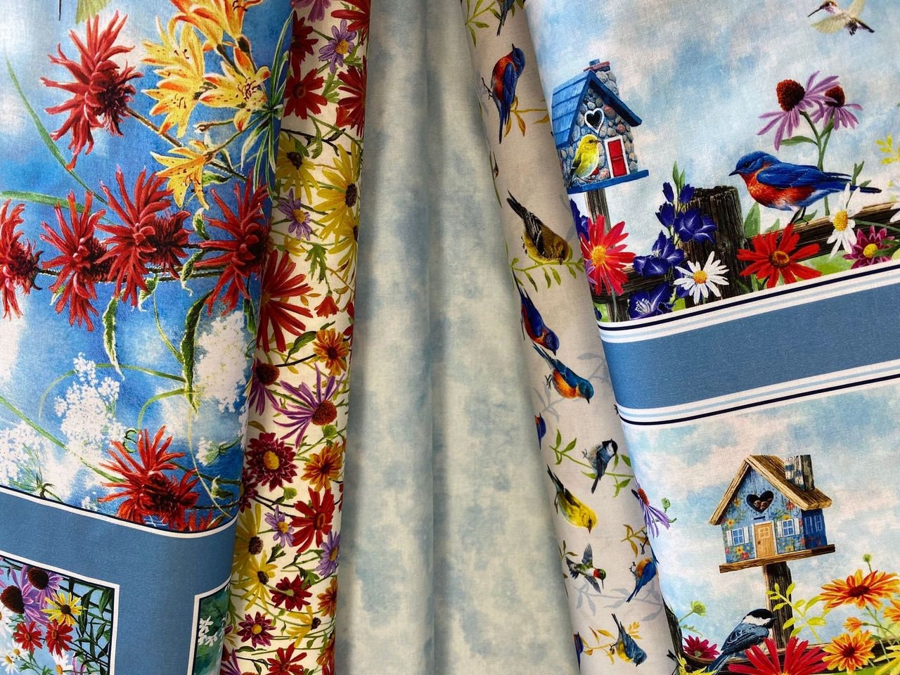 Song Birds by Abraham Hunter Flower SONB4322-MU Digitally Printed Cotton Woven Fabric