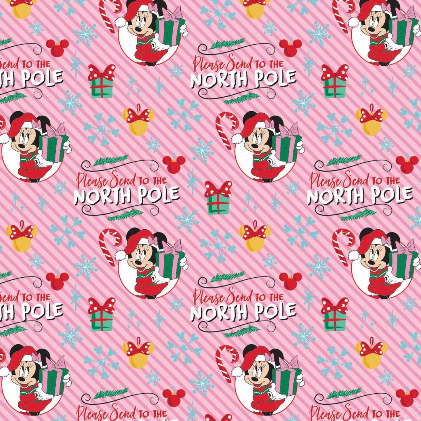 Licensed Character Winter Holiday Minnie Mouse Christmas North Pole 85270903-1 Cotton Woven Fabric