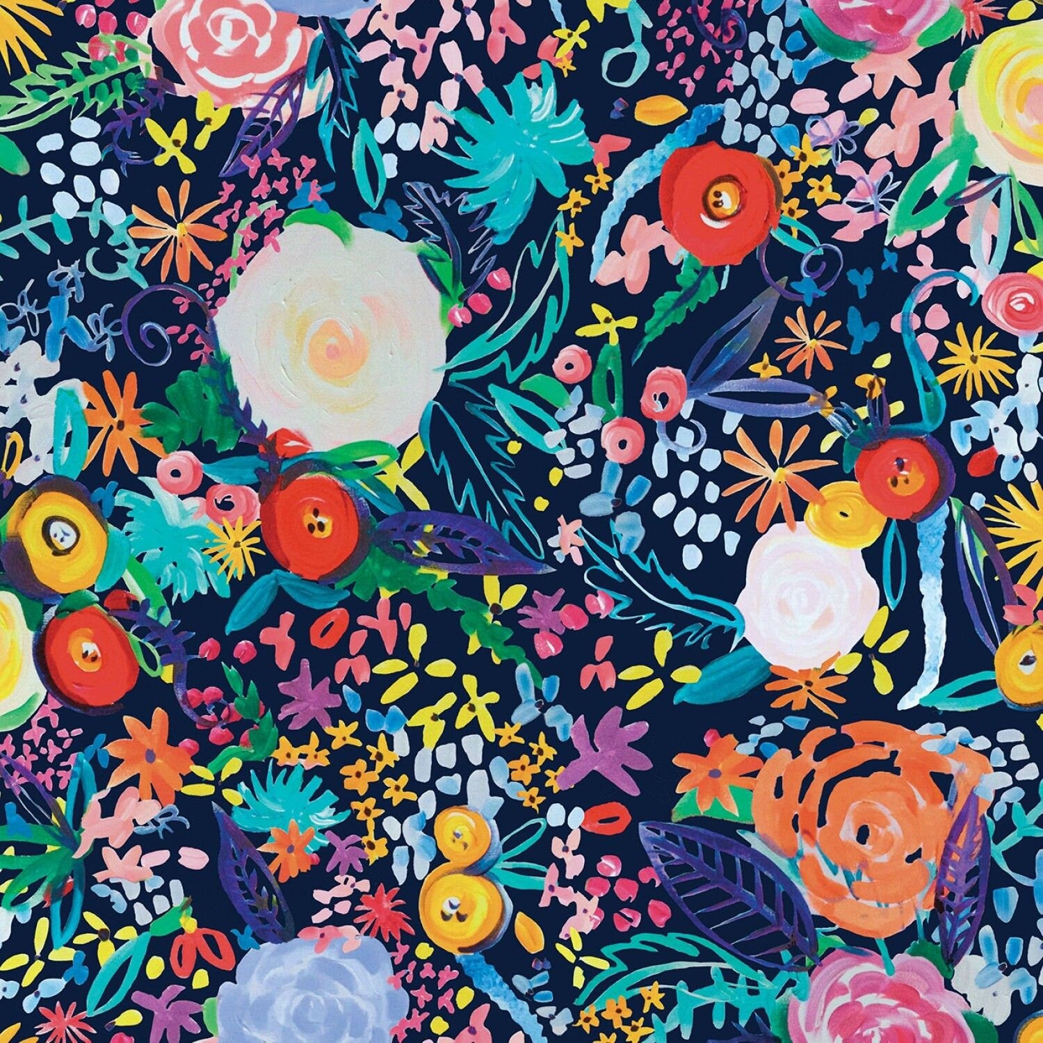 Painted Petals by Melissa Polomsky Floral Navy Y307153 Digitally Prin